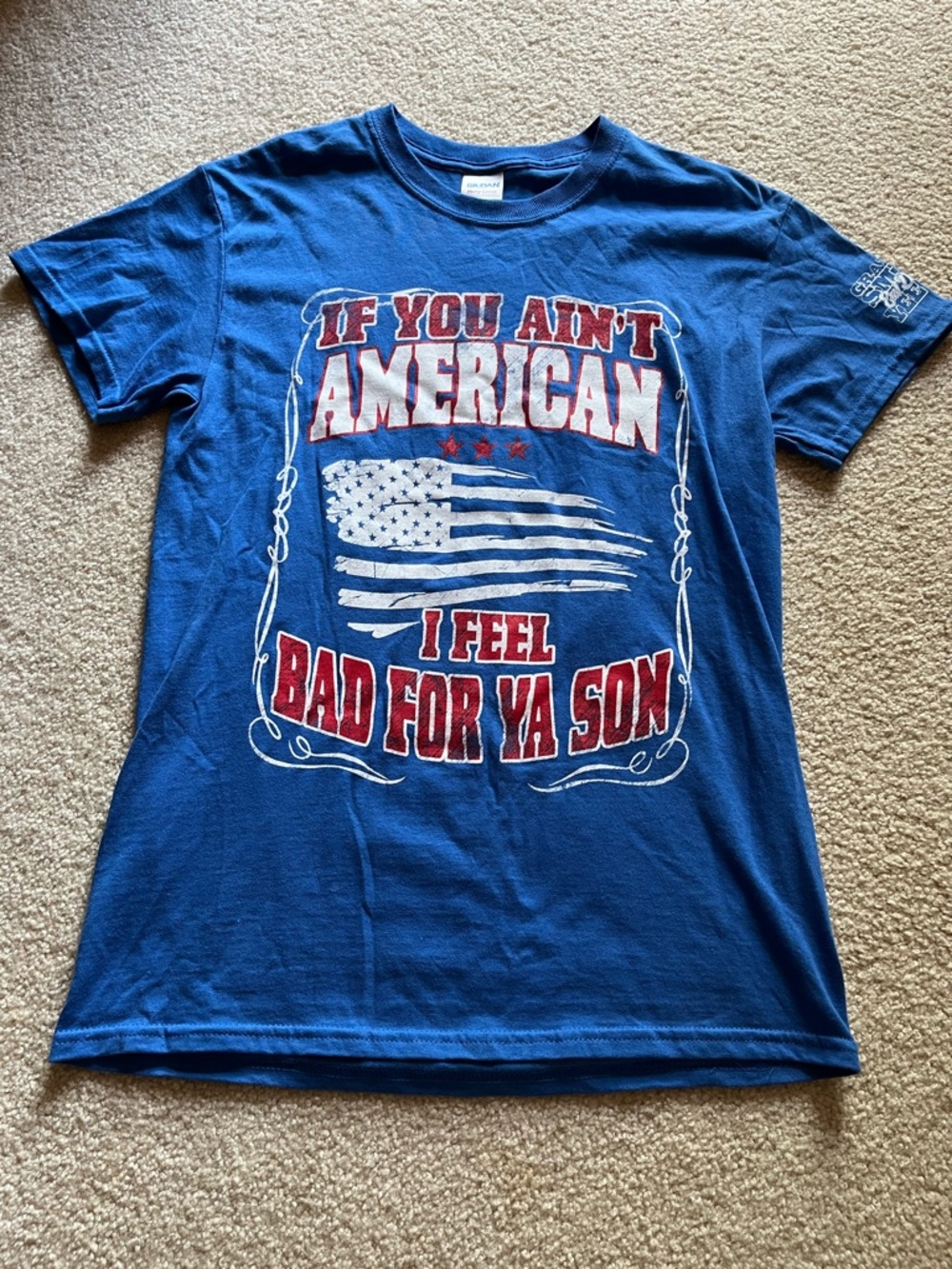 Granger Smith If You Ain’t American Royal Blue Unisex Cotton Tee with Crew Neck
